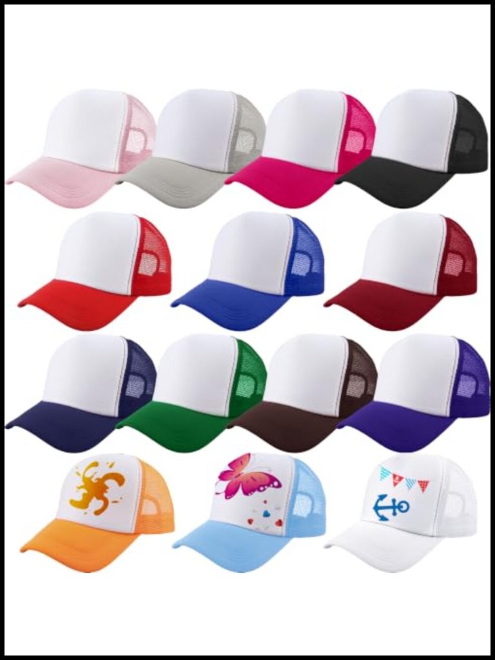 14 Pack Kids Trucker Hats Plain Mesh Baseball Cap Sublimation DIY Hat for Boys